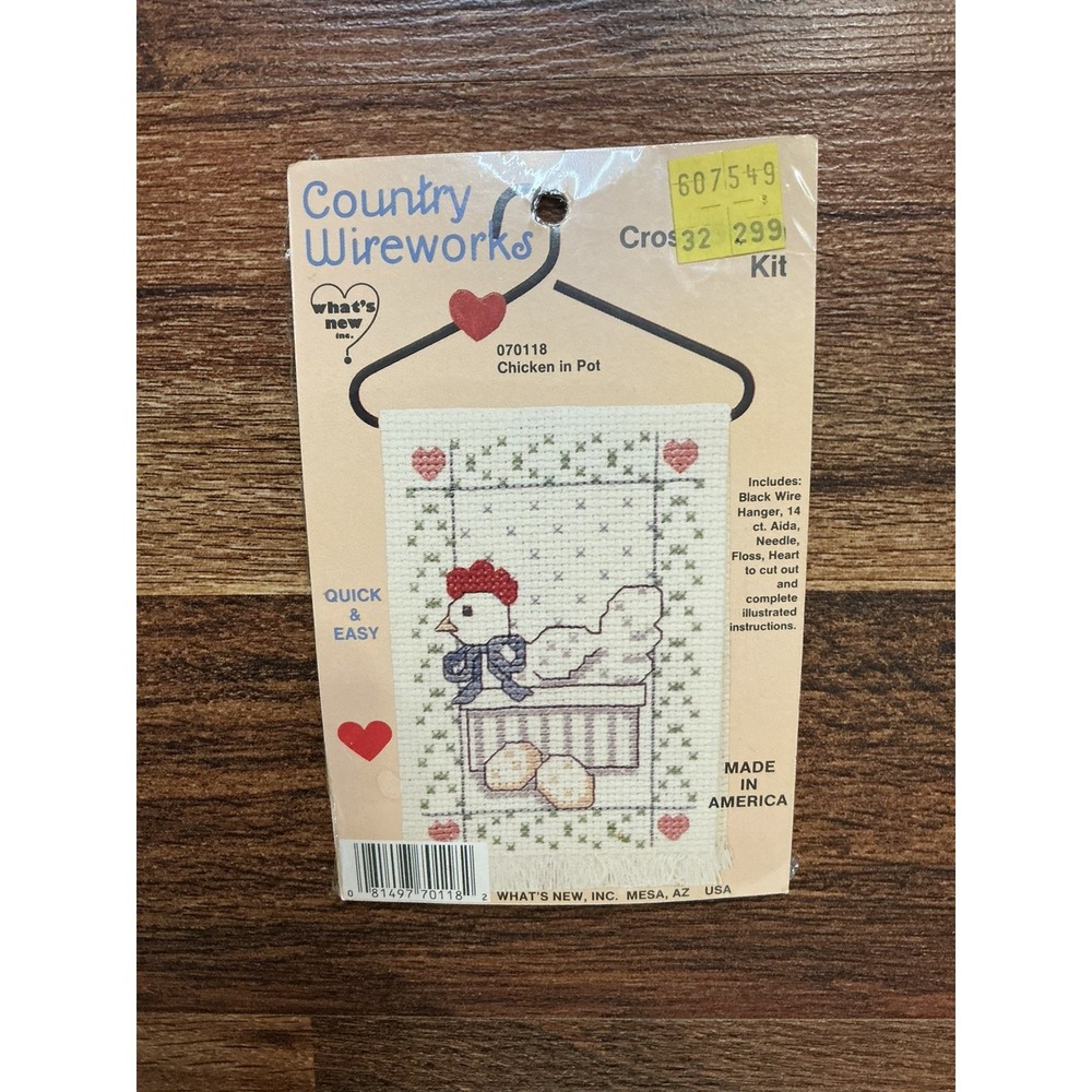VTG Country Wireworks Cross Stitch Kit Mini CHICKEN IN POT #070118